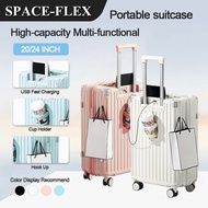 Bagasi Dengan Pemegang Cawan Port USB Beg Bagasi 20/24 inci Multifungsi Hand Carry Luggage 20/24 INC