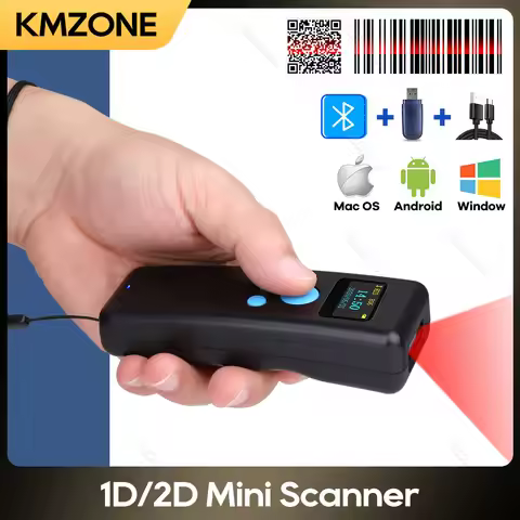 Small Portable Barcode Scanner Bluetooth Wireless 1D 2D Mobile Barcode Scanner PDF417 Card Reader Fo