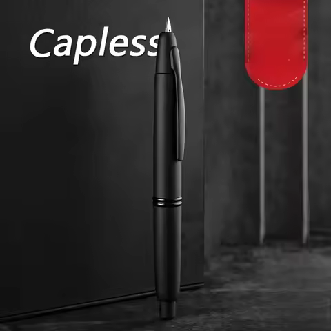 Japanese PILOT Black Samurai Press Capless Fountain Pen with 18K Gold Nib 9th Generation Brass Barre