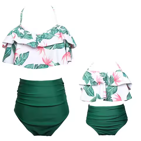 2025 New Family Look Bikini Mum Swimwear Beach Bath Swimsuits Mommy and Me Clothes Mom and Daughter 
