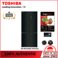 Toshiba 511L GR-RF610WE-PGY(22) 4 Glass Door Dual Inverter Refrigerator ( Peti Sejuk ) (Energy Saving )