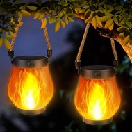 Flickering Flame Solar Lanterns Lights Garden Lights Waterproof Outdoor Hanging Lantern Dual Chargin