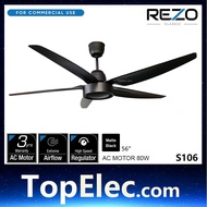 REZO S306 56'' 5 Steel Blades 5 Speeds Remoted ceiling fan rezo S106 56'' 5 Blades 5 Speeds Regulato