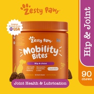 Zesty Paws Mobility Bites for Dogs Hip &amp; Joint Support [Duck Flavor] (90 Soft Chews) (EXP:03 2025) With Glucosamine + Chondroitin &amp; MSM, Functional Dog Supplement, Strong Immune System, Allergies Defense, Relieve Bloating, Hair &amp; Skin Health Dog Care