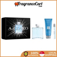 [FragranceCart] Azzaro Chrome EDT 3 Pcs Gift Set for Men (100ml + 10ml Travel Spray+ 75ml Shampoo) N