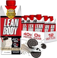 Lean Body Ready-to-Drink Cookies and Cream Protein Shake, 40g Protein, Whey Blend, 0 Sugar, Gluten F