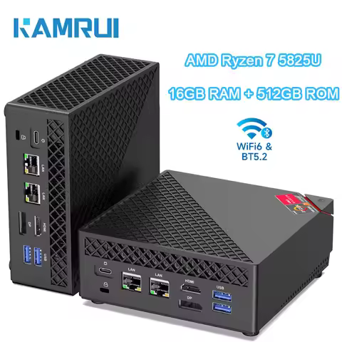 KAMRUI Mini Gaming PC AMD Ryzen 7 5825U Windows 11 Pro DDR4 16GB RAM 512GB SSD WiFi6 BT5.2 4K Mini D