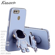 Kanavi Fashion Electroplated Phone Case With Astronaut Stand For OPPO A5S A7 A12 A5 2020 A9 2020 A3S A12E A31 2020 A18 A38, Shockproof Soft Silicone Mobile Cover