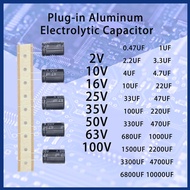 100 Pcs Plug-in Aluminum Electrolytic Capacitor 10V 16V 25V 35V 50V 63V 100V 0.4UF 1UF 2.2UF 3.3UF 4