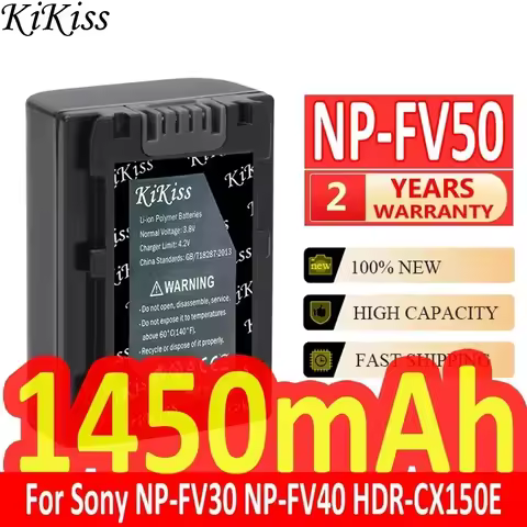 KiKiss Battery 1450mAh NP-FV50 NPFV50 For Sony NP-FV30 NP-FV40 HDR-CX150E HDR-CX170 HDR-CX300 Camera