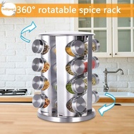 LOLLIPOP1 Seasoning Bottle, Stainless Steel Round Design Rotating Spice Rack, Convenient 16 Jar/12 J