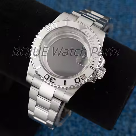 Silver 40mm Diving NH35 Case 100m Waterproof For Yacht-Master NH34 NH35 NH36 Movement Stainless Stee