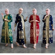Top Baju Gamis Batik Songket Palembang Hitam Kombinasi Gold Jumbo