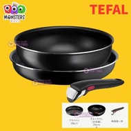 🔮Carousell信譽紫鑽店🔮TEFAL 特福 - 日本直送 法國製靈巧疊疊鑊易潔廚具 Tefal T-fal Ingenio 黑色可拆卸手柄 3件套 雙手柄 平底鍋煲平底鑊套裝