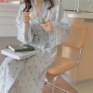 D0801 Japanese Style ins Style Long-Sleeved Nightgown Summer Thin Style Pajamas Women Casual Loose H