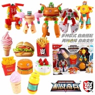 Food Transforming Robot Children's Burger French Fries Ice Cream Cake Yogurt Model Educational King 
