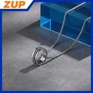 ZUP Titanium Steel 360 Rotatable Ring Pendant Nelace Unisex Fade Resistant Durable for Business Outf