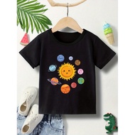 Hot Sale Planets Solar System Print Cartoon Boys T Shirt Summer Fashion Kids Clothes Science Clothes