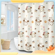 Cute Peach Rabbit Bathroom Curtain Astronaut Suower Children's Shower Curtain Bathroom Polyester Waterproof Fabric Trim Hooks