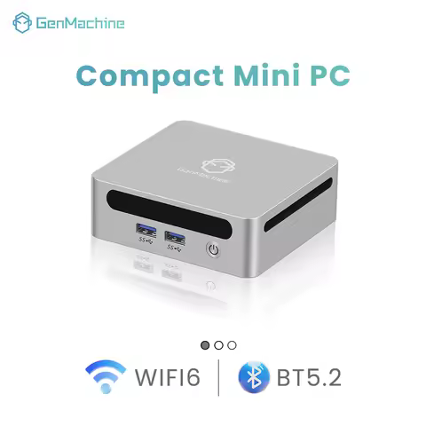 GenMachine Ryzen 7 4800H AMD Radeon 8 Core DDR4 SSD Mini PC 1G LAN Wifi 6 BT 5.2 Win11 3 Display Scr