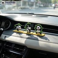 HUAIHAO 6Pcs Cute Pandas Car Ornament Bamboo Raft Micro Landscape Dashboard Decor for Home Desk Orna