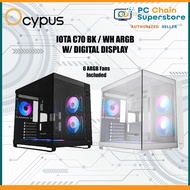 Ocypus Iota C70 BK/ WH Mid-Tower ATX Casing w/ Digital Display / 6 ARGB Fans