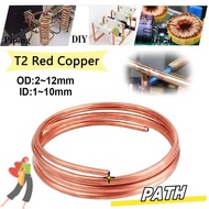 PA-HOME 1Pcs T2 Copper, 99.9% Pure Copper Soft Copper Tube Coil, Durable 1 Meter OD 2-12mm ID 1-10mm