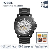 (SG LOCAL) Fossil ME3080 Modern Machine Automatic Skeleton Dial Leather Strap Men Watch