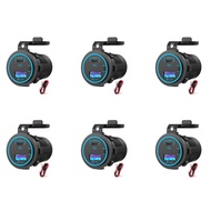 6X 65W PD 12V USB Outlet for Laptop USB C Car Charger Socket Multi Port Outlet Waterproof Adapter fo
