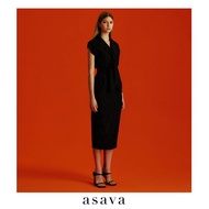 [asava aw24] Asava Pinstriped Midi Skirt กระโปรงผู้หญิง ทรงสอบ เอวสูง กระเป๋าข้าง ผ่าหลัง ตะขอและซิป