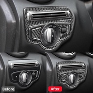 For Mercedes Benz W205 C180L C200 C300L C GLC Class Carbon Fiber Headlight Switch Knob Trim Frame Sticker Car Interior Accessory