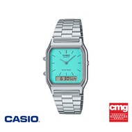 CASIO นาฬิกาข้อมือ CASIO รุ่น AQ-230A-2A2MQYDF วัสดุสเตนเลสสตีล สีฟ้าอมเขียว