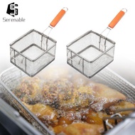 [Serenable] Commercial Fry Basket with Wooden Handle, Fry Strainer, Serving Basket for Cafe, Chicken