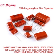 5-10Pcs 63V 100V 250V 400V 450V 630V 2000V CBB Polypropylene Film Capacitor 101 103 104 105 125J 221