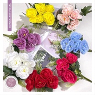 Bunga Peony Bulat Cabang 5 Bunga Bucket Artificial Untuk Dekorasi Bucket Bunga Vas (NK-242)