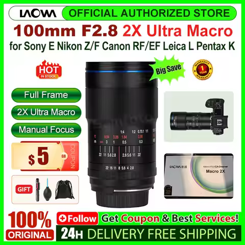 Venus Optics Laowa 100mm f/2.8 2X Ultra Macro APO Camera Lens for Sony E for Canon EF RF Pentax K Ni