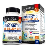 BioSchwartz Probiotic 65 Billion CFU 30 Caps 13 Strains + Natural Prebiotics Reduces Gas & Bloating 