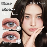 【0.00~-8.00】Midroo 2Pcs Colored Contact Lens Juliet Brown Gray 14.2mm Natural Look Monthly Soft Cont