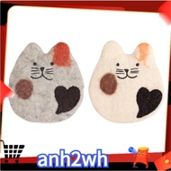 【A-NH】Handmade Coasters Felted Wool Coasters for Desk and Table - Cute Kitten Cup Mat Cats Coaster Set for Hot and Cold Beverages