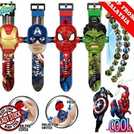 Watch002 Children Cartoon Projector Watch Projection Avengers Batman Hello Kitty Spiderman Watches