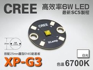 EHE】CREE原裝XP-G3 6700K 6W白光 LED(搭25mm圓形鋁基)XPG3。SC5新製程超越XPG2