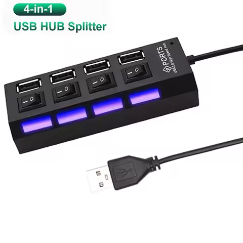 USB Switch Extension Hub 4-port USB 2.0 Hub Computer USB Extension Hub USB 2.0 Splitter With Switch 