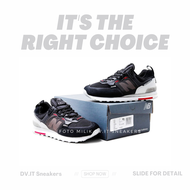 100% Sneakers Kasual Casual Pria-New-balance--574s-574-s Black WHite Red Size 39 - 44 BNIB Bonus Kao