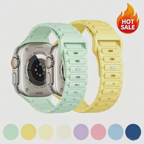 Solid Color Three Bead Silicone Magnetic Band for Apple Watch Ultra SE Series 11 10 9 8 7 All Size L