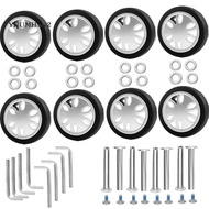 8pcs Luggage Wheels Replacement Kit,Dia 2in/50mm Thick 0.47in/12mm Resistant Rubber Mute Caster Repl