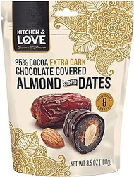 Kitchen &amp; Love 85% Dark Chocolate Covered Almond Stuffed Dates, 100g