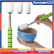 【BM】Telescoping Ceramic Sponge Stick 42", Stainless Steel Adjustable Handle, Head Pottery Tool 3 Det