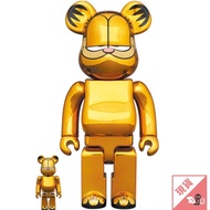 BE @ RBRICK GARFIELD GOLD CHROME Plating 100% & 400% Toy Toxic