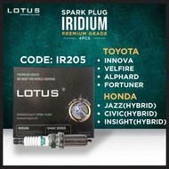 【Lotus Spark Plug IR205】Iridium |N*K 91961 Replacement For Honda Civic/Jazz HB,Toyota Innova/Alphard