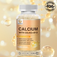 Calcium D3+K2+B12 capsules, vitamin D3, vitamin K2, vitamin B12,
